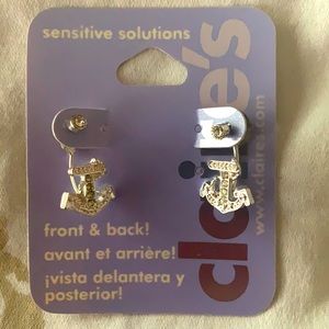 Claires anchor front and back earrings